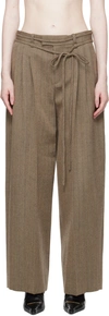 Alexander Wang Brown Self-tie Trousers In 908 Black/brown