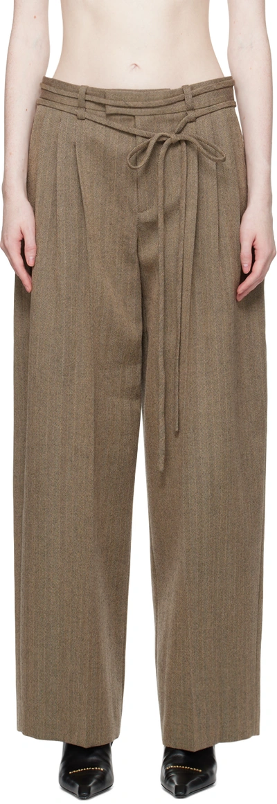 Alexander Wang Brown Self-tie Trousers In 908 Black/brown