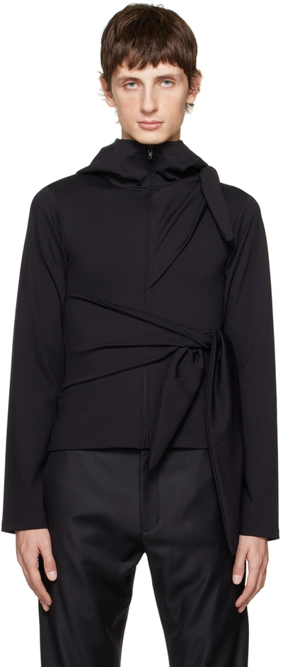 Aaron Esh Men's' Tied Hooded Sweatshirt in Black | LN-CC®