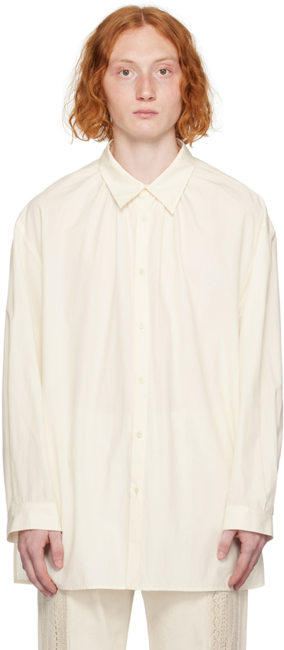 Amomento Off-white Spread Collar Shirt In Ecru