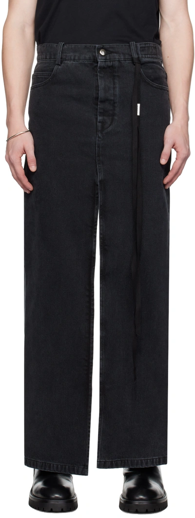 Ann Demeulemeester Man Denim Pants Black Size 34 Cotton In Grey