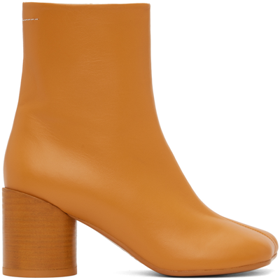 Mm6 Maison Margiela Anatomic Leather Zip Booties In Yellow