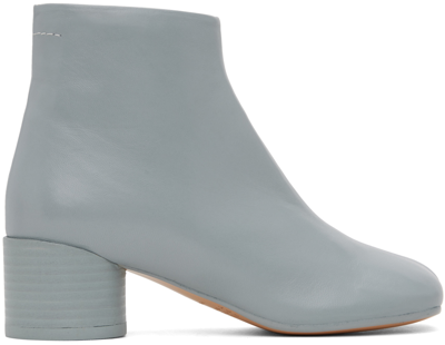 Mm6 Maison Margiela Blue Anatomic Ankle Boots In Grey