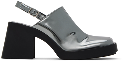 Justine Clenquet Silver Raf Mules In Gun Metal