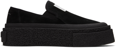 Mm6 Maison Margiela Black Platform Moccasin Sneakers In T8013 Black