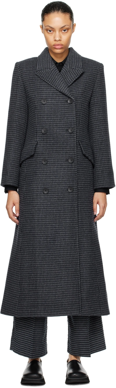 By Malene Birger Black & Gray Gardeniia Coat In Qv1 Houndstooth