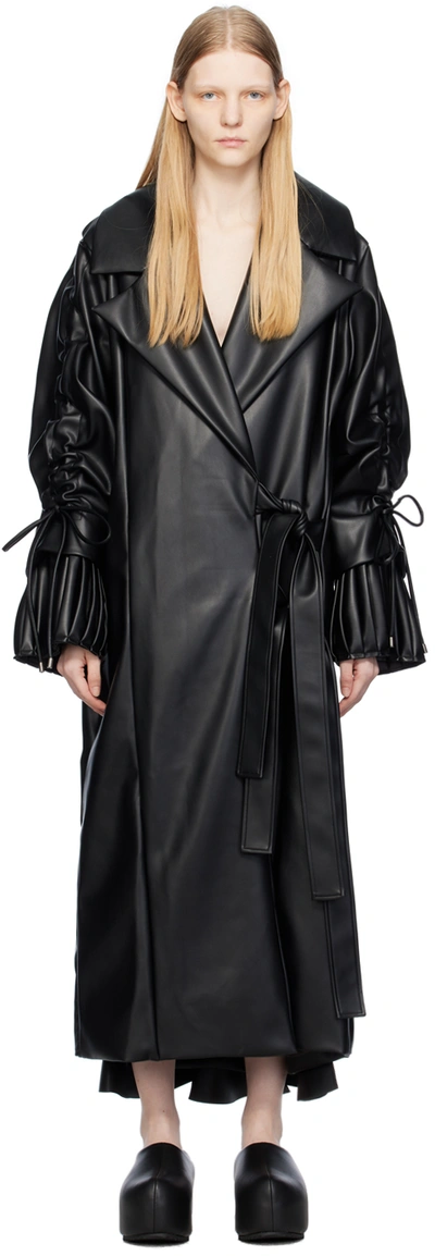 Yume Yume Black 'grown By Nature' Faux-leather Coat In Black Vegan Leather