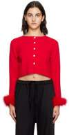 SLEEPER RED CROPPED CARDIGAN