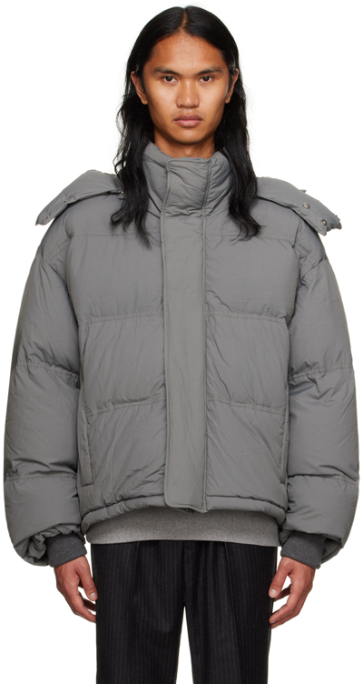 Ami Alexandre Mattiussi Gray Quilted Down Jacket In Mineral Grey/087