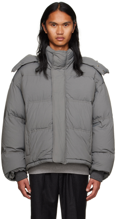 Ami Alexandre Mattiussi Gray Quilted Down Jacket In Mineral