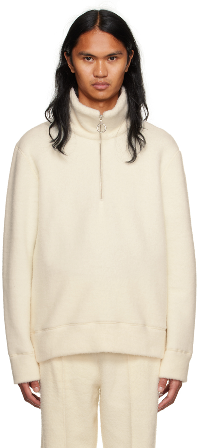 Ami Alexandre Mattiussi Off-white Half-zip Sweater In Ivory/185