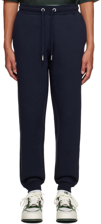 Ami Alexandre Mattiussi Navy Drawstring Sweatpants In Night Blue/430