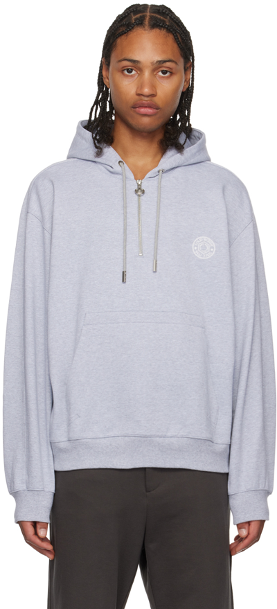 Solid Homme Gray Printed Hoodie In 606g Grey