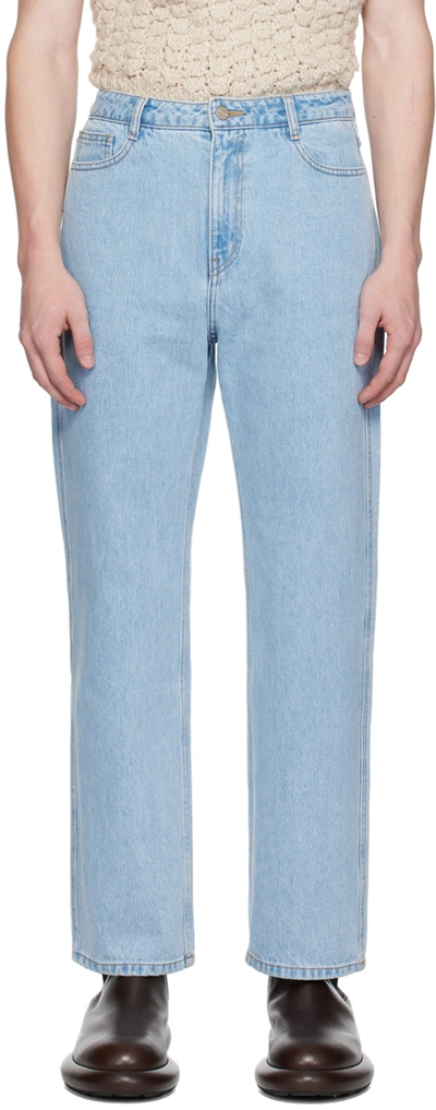 Amomento Blue Straight Fit Jeans In Light Blue