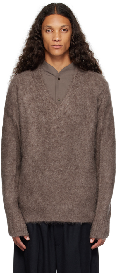 Rainmaker Kyoto Brown V-neck Jumper In Fawn