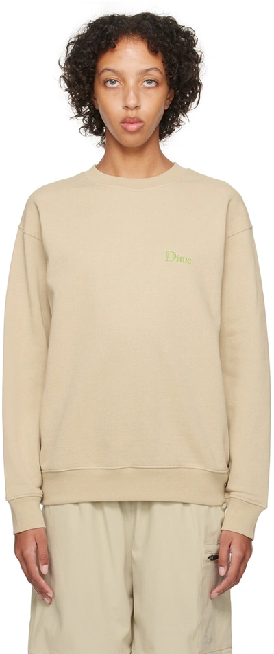 Dime Beige Embroidered Sweatshirt In Sand