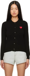 Comme Des Garçons Play Overlapping Heart Wool Cardigan In Black