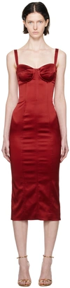 DOLCE & GABBANA RED CORSET MIDI DRESS