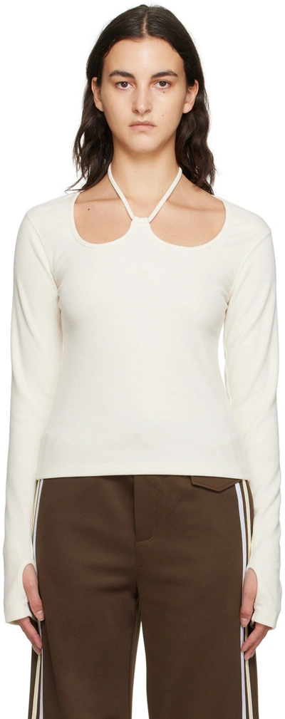 Kijun Off-white W-neck Long Sleeve T-shirt In Ivory