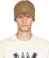 MONCLER BEIGE LOGO BEANIE