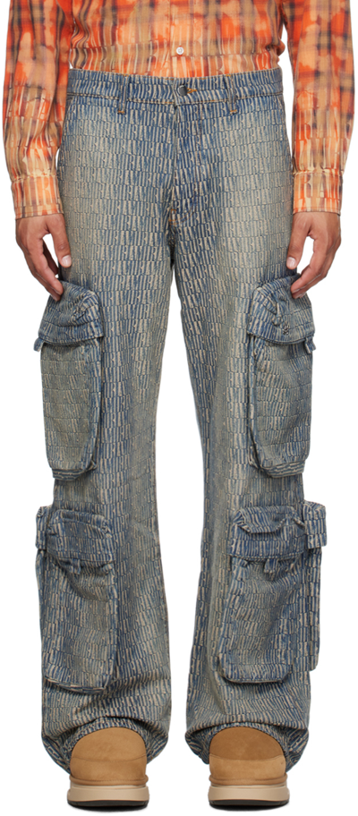 Amiri Blue Utility Denim Cargo Trousers In Vintage Indigo