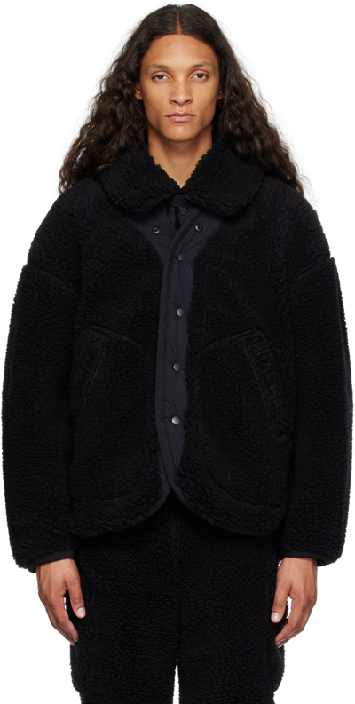 The Viridi-anne Black Boa Reversible Jacket In A-black