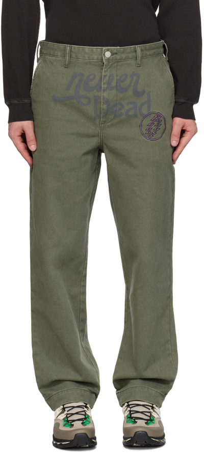 Thisisneverthat Green 'never Dead' Trousers In Mud