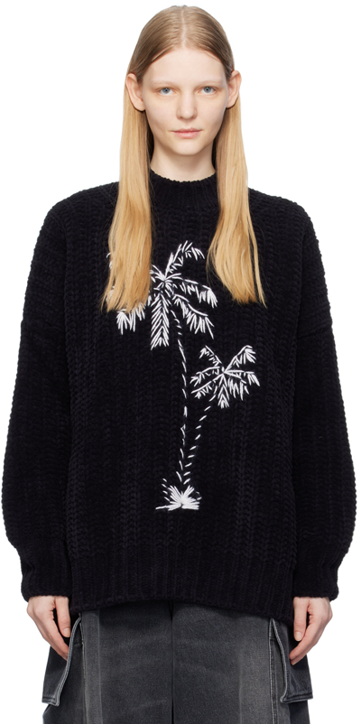 Palm Angels Black Graphic Sweater