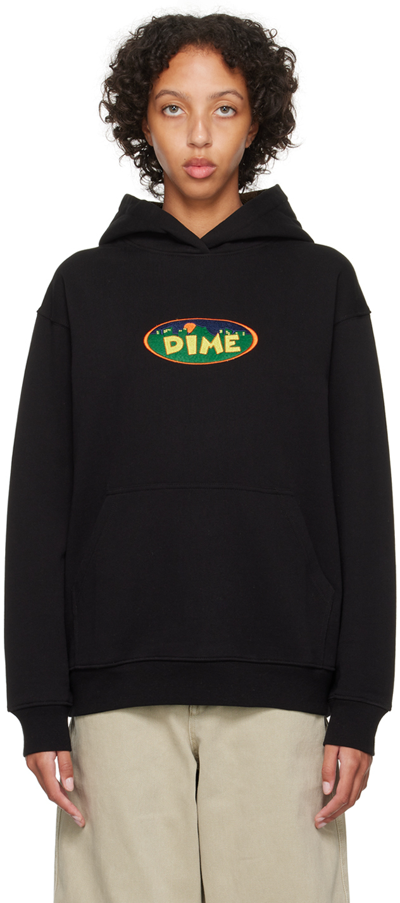 Dime Black Embroidered Hoodie