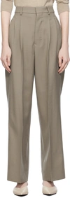 AMI ALEXANDRE MATTIUSSI TAUPE STRAIGHT-FIT TROUSERS