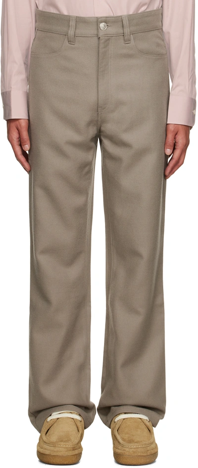 Ami Alexandre Mattiussi Taupe Straight-fit Trousers In Taupe/281