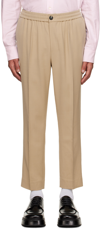 Ami Alexandre Mattiussi Beige Elasticized Trousers In Champagne/265