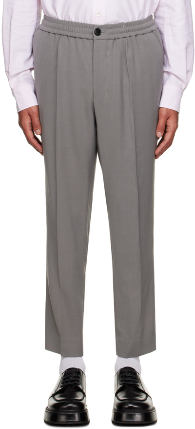 Ami Alexandre Mattiussi Gray Elasticized Trousers In Mineral Grey/087