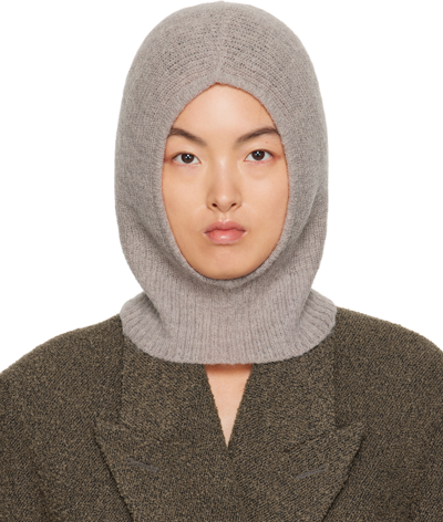 Amomento Taupe Rib Balaclava In Charcoal