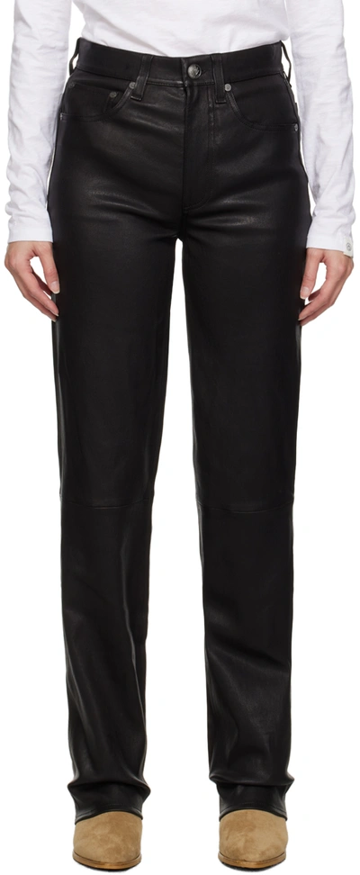 Rag & Bone Harlow Paneled Leather Straight-leg Trousers In Black