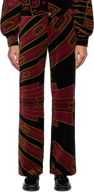 Tsau Black & Red Printed Trousers In Red/black