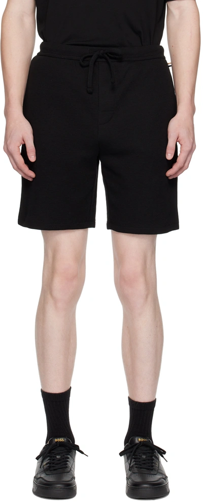 Hugo Boss Black Embroidered Shorts In Black 002