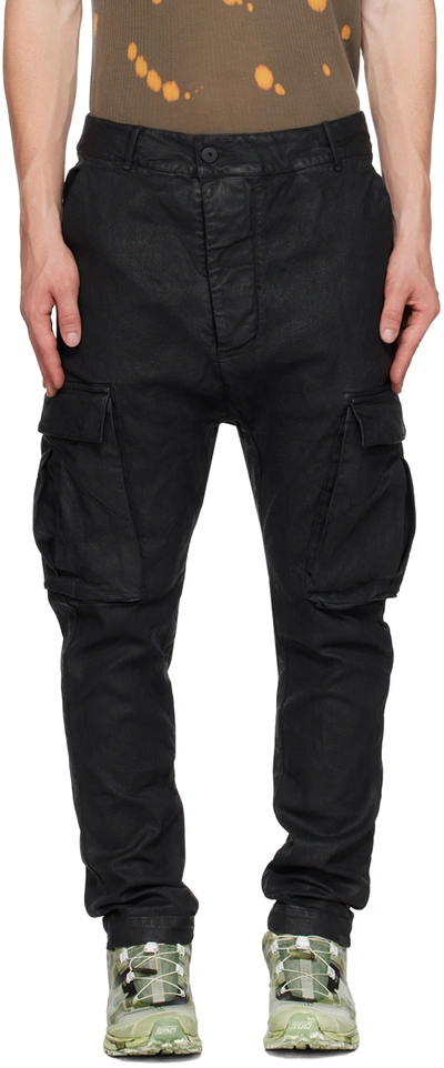 11 By Boris Bidjan Saberi Black P21b Denim Cargo Pants In Black Coated