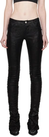 MISBHV BLACK RUCHED FAUX-LEATHER TROUSERS