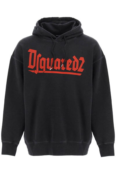 Dsquared2 Logo Print Hoodie In Anthracite (black)