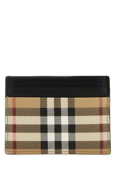 Burberry Man Printed Canvas Cardholder In Archive Beige