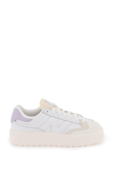 New Balance Ct302 Panelled Sneakers In White,purple