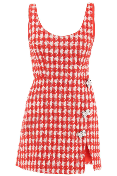 Self-portrait Check Boucle Mini Dress In Mixed Colours