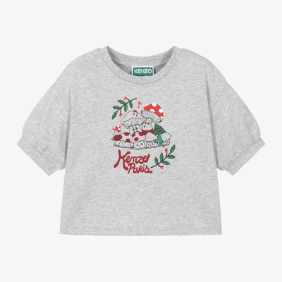 Kenzo Kids Girls Grey Cotton Festive Toadstool T-shirt