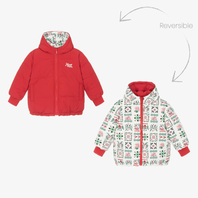 Kenzo Kids Red Festive Reversible Puffer Jacket