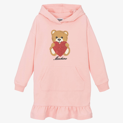 Moschino Kid-teen Kids' Girls Pink Hooded Teddy Jersey Dress