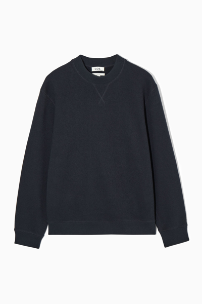 Cos Textured-jersey Sweatshirt In Blue