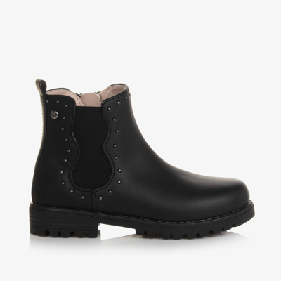 Mayoral Kids' Girls Black Leather Chelsea Boots