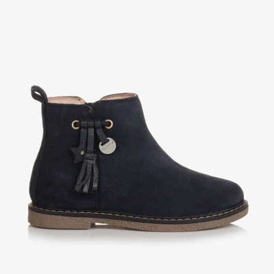 Mayoral Kids' Girls Navy Blue Leather Ankle Boots