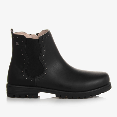 Mayoral Teen Girls Black Leather Chelsea Boots